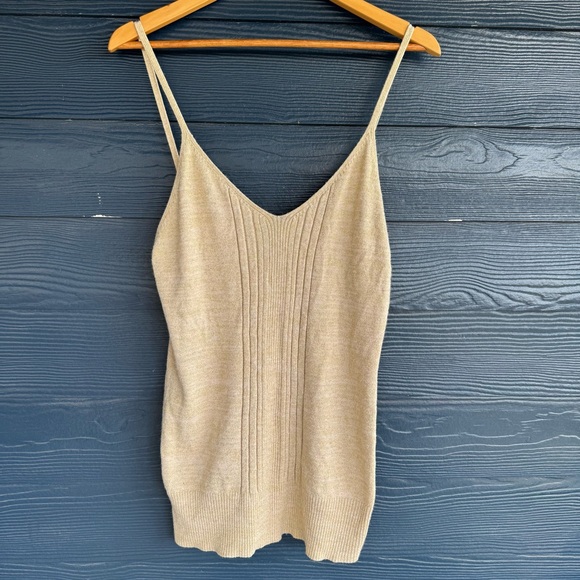 It’s Our Time shirts Top L Beige Shimmer Camisole Casual Party romantic preppy - Picture 2 of 4